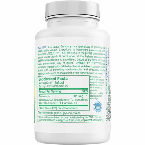 UNIQUE E® Tocotrienols – Tocopherol FREE – 60 Softgels-Vitamin E-A.C. Grace Company