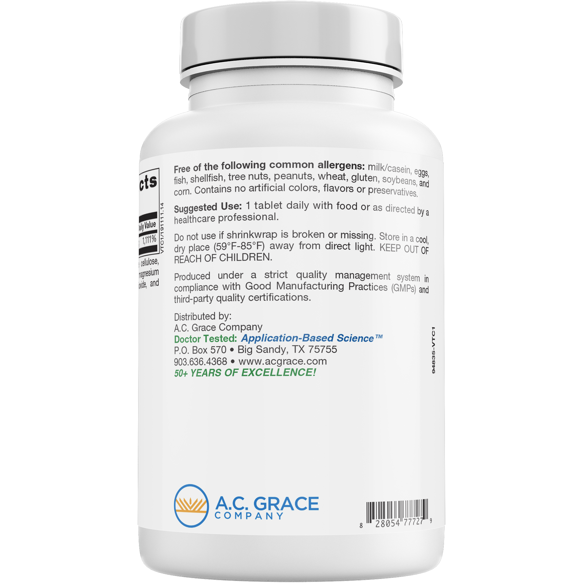 ACGrace - A bottle of UNIQUE Vitamin C (1,000 mg) 100 - Tablets.
