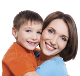 ACGrace - A woman and her son hugging with IronUp® Liquid Iron Supplement on a white background.