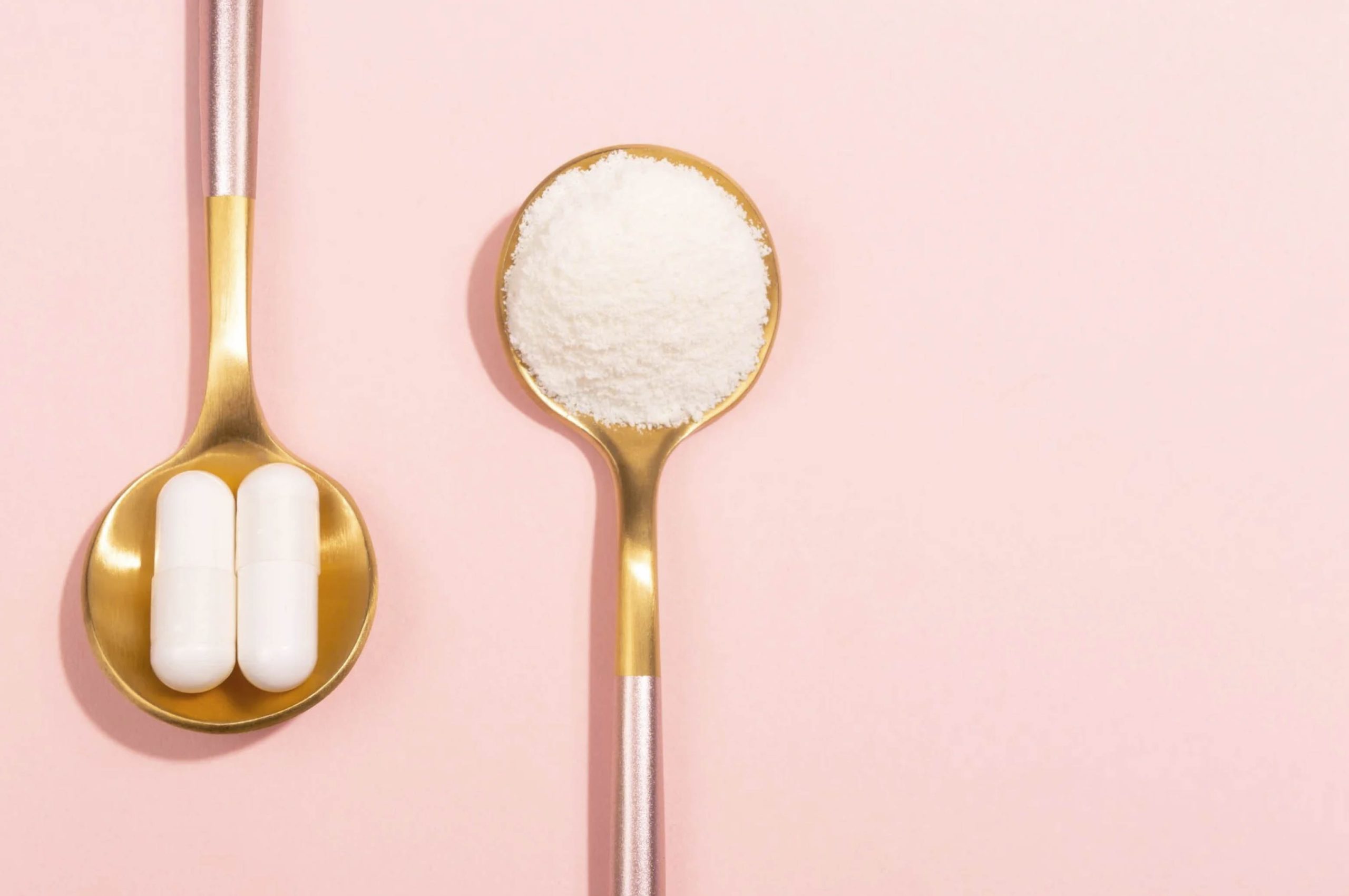 ACGrace - Two spoons with pills on a pink background.