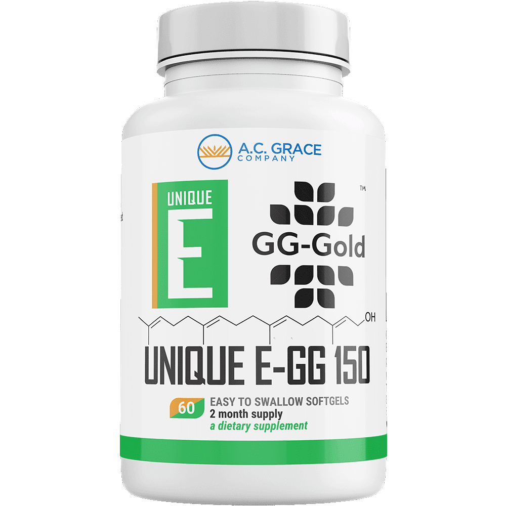 ACGrace - A bottle of A.C. Grace Company Unique E-GG 150 dietary supplement, featuring 60 easy-to-swallow softgels for a 2-month supply.