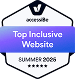 ACGrace - A badge with the text "accessiBe Top Inclusive Website Summer 2025" and five stars at the bottom.